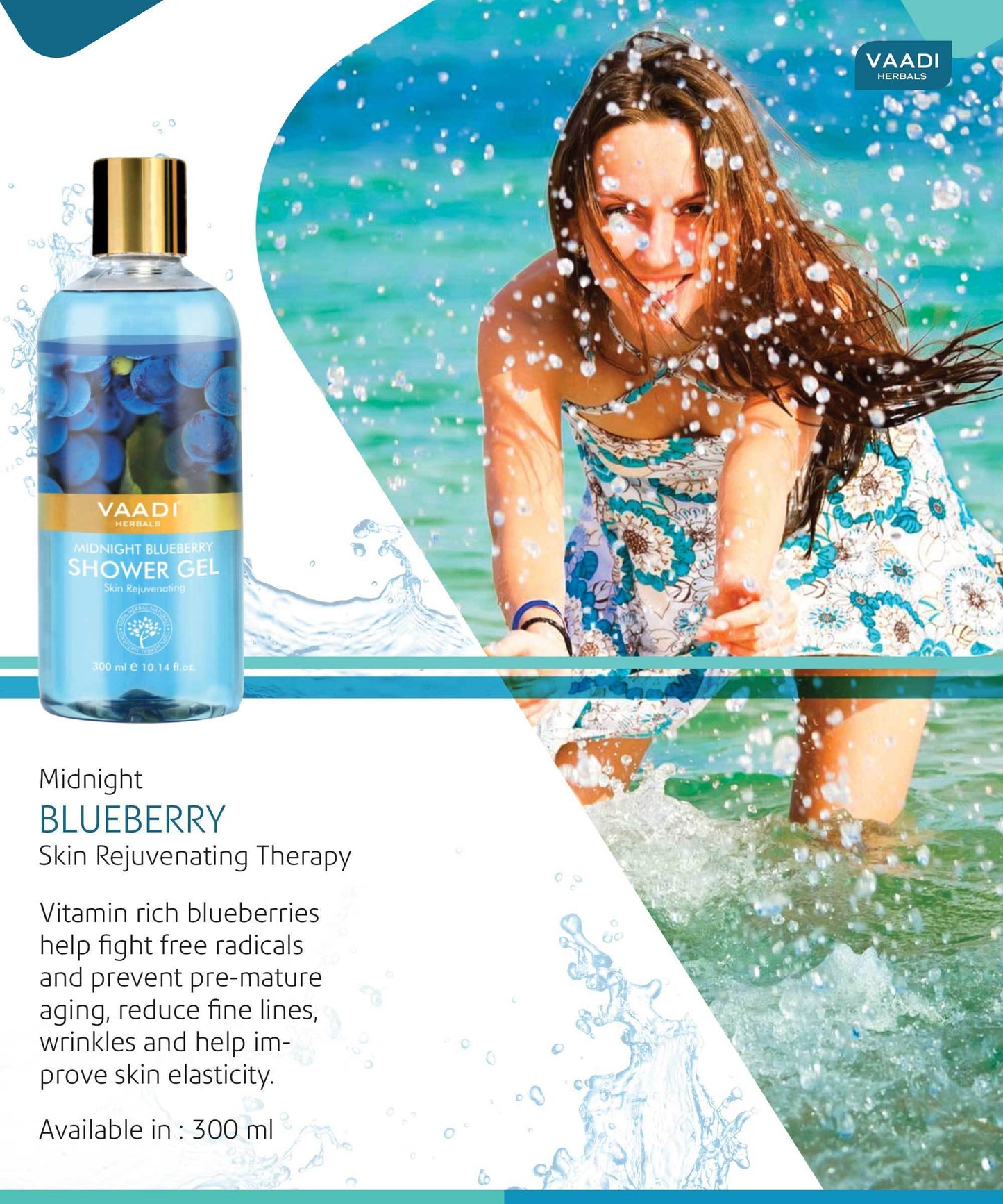 Midnight Organic Blueberry Shower Gel - Skin Tightening Therapy - Prevents Pre-Mature Ageing (3 x 300 ml / 10.2 fl oz)