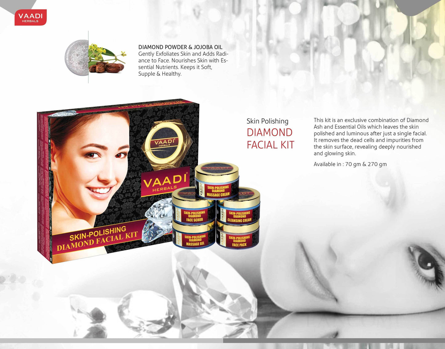 Skin Polishing Organic Diamond Facial Kit - Removes Dead Skin - Makes Skin Luminous (70 gms/ 2.5 oz)