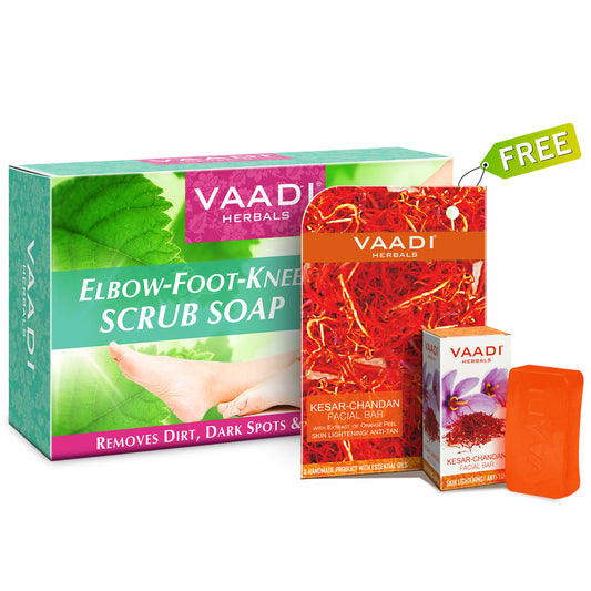 Organic Elbow Foot Knee Scrub Soap (75 gms) with free Organic Saffron Facial Bar (25 gms) (Buy X Get Y Free)