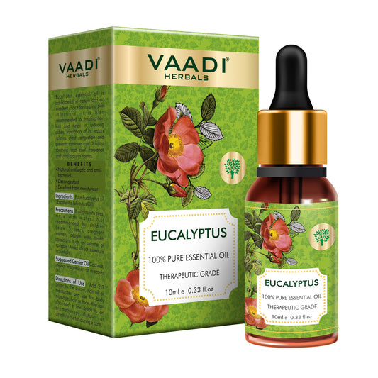 Organic Eucalyptus Essential Oil - Prevents Hairfall, Acne, Soothing & Cool Fragrance - 100% Pure Therapeutic Grade (10 ml/ 0.33 oz)