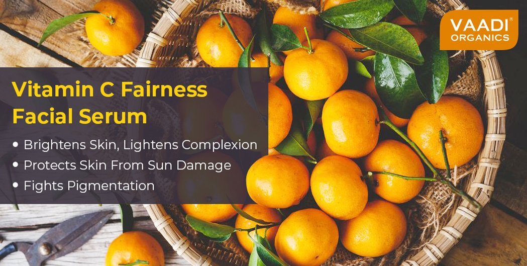 Pack of 2 Organic Vitamin C Fairness Facial Serum - Brightens Skin, Lightens Complexion, Protects from Sun Damage (2 x 10 ml/ 0.33 oz)