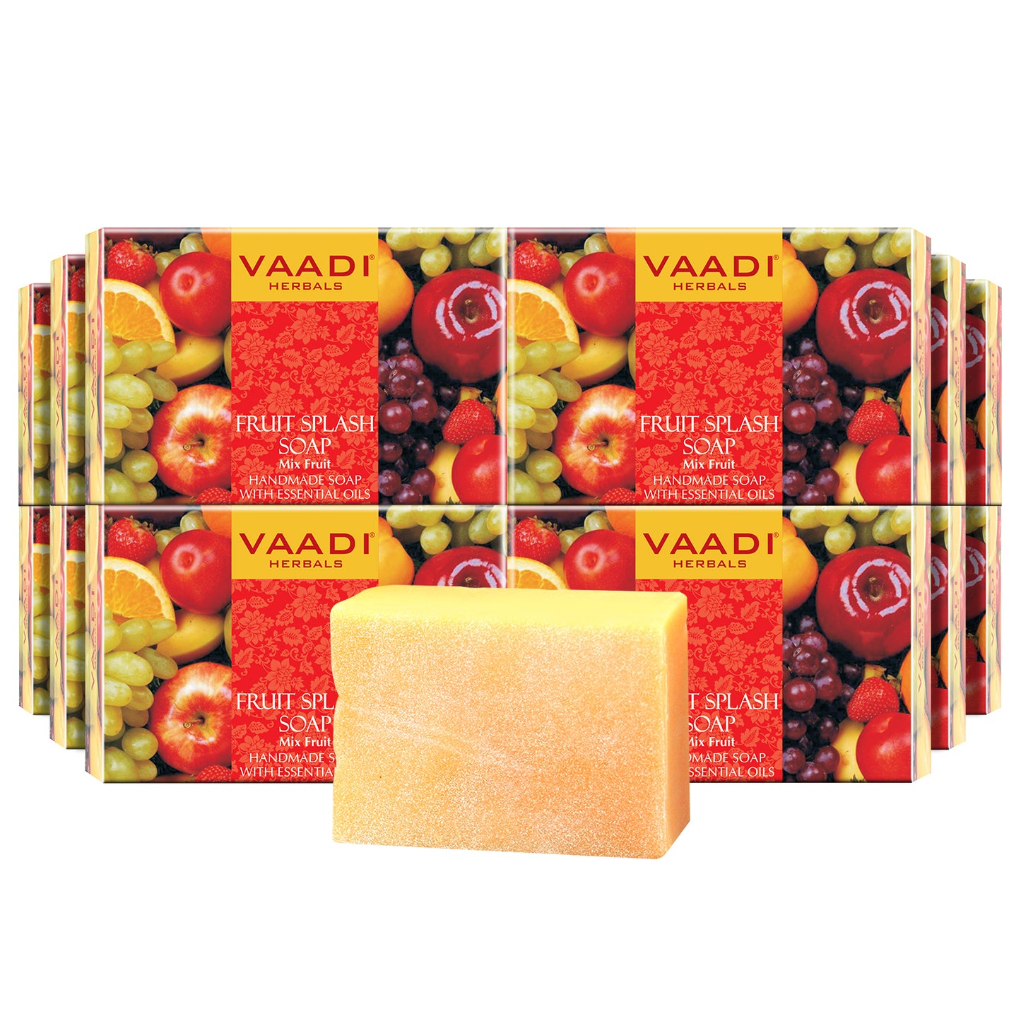 Organic Fruit Splash Soap with Orange, Peach, Lemon & Green Apple - Multivitamin Rich - Keeps Skin Nourished (12 x 75 gms / 2.7 oz)