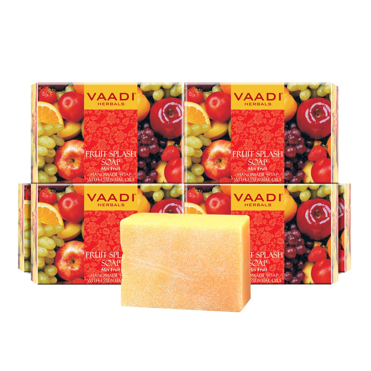 Organic Fruit Splash Soap with Orange, Peach, Lemon & Green Apple - Multivitamin Rich - Keeps Skin Nourished (6 x 75 gms/2.7 oz)