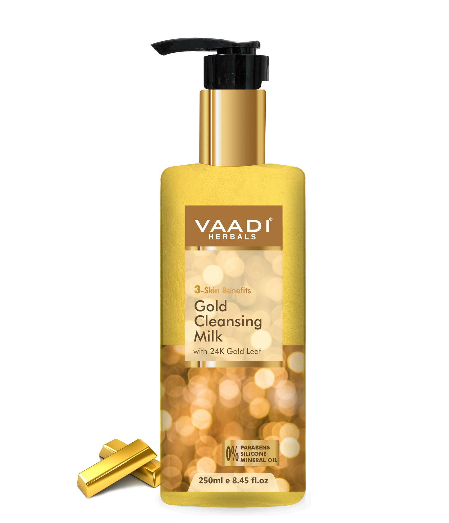 Gold Cleansing Milk with 24k Gold Leaf - 3-skin Benefits (250 ml / 8.5 fl oz )