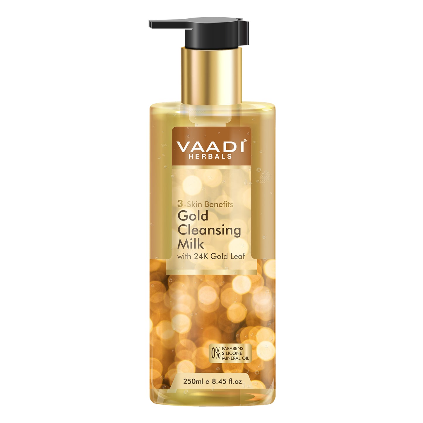 Gold Cleansing Milk with 24k Gold Leaf - 3-skin Benefits (250 ml / 8.5 fl oz )