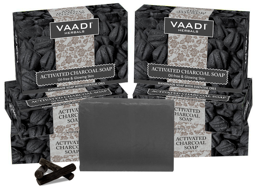 Activated Charcoal Soap - Detoxifies Skin - Brighten The Skin Tone (6 x 75 gms / 2.7 oz)
