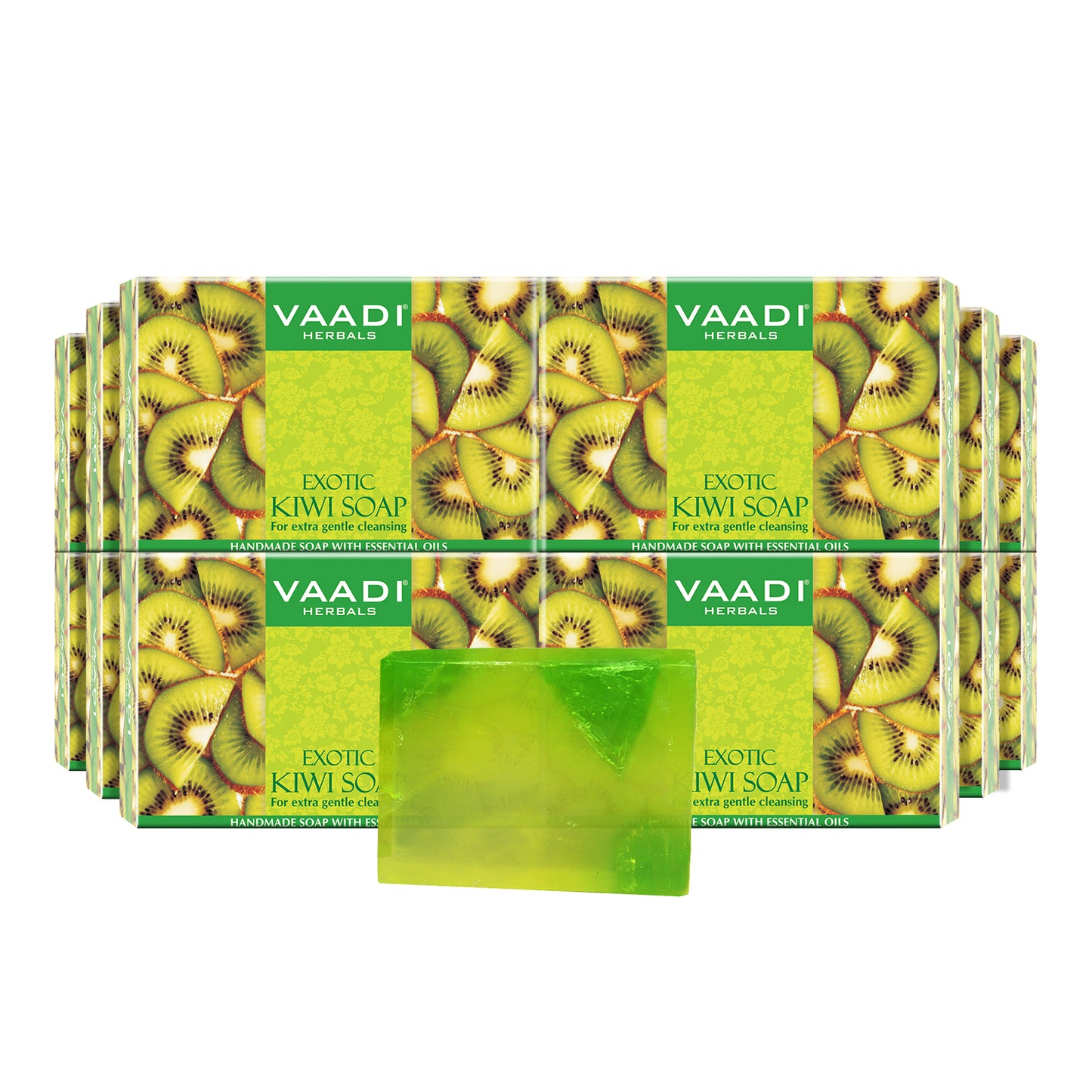 Exotic Organic Kiwi Soap with Green Apple Extract - Gently Clears Skin- Makes Skin Glowing (12 x 75 gms / 2.7 oz)