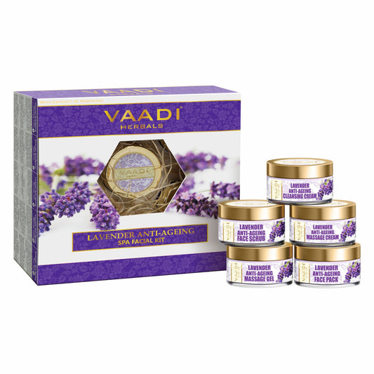 Anti Aging Organic Lavender Facial Kit with Rosemary Extract - Lightens Marks & Spots ( 270 gms/9.6 oz)
