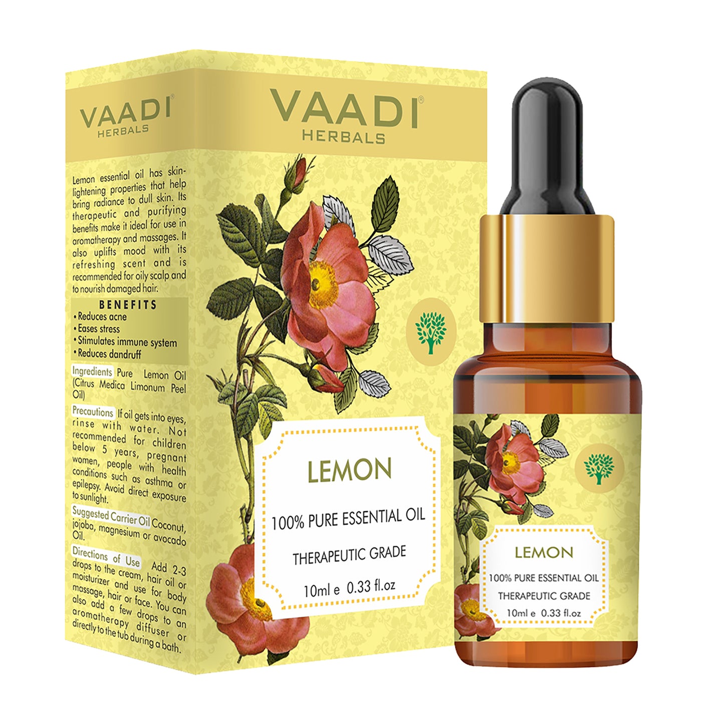 Organic Lemon Essential Oil - Lightens Skin, Reduces Dandruff, Uplifts Mood - 100% Pure Therapeutic Grade (10 ml/ 0.33 oz)