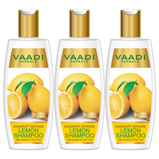 Dandruff Defense Organic Lemon Shampoo with Tea Tree Extract - Disinfects Scalp - Prevents Hairfall (3 x 350 ml/ 12 fl oz)