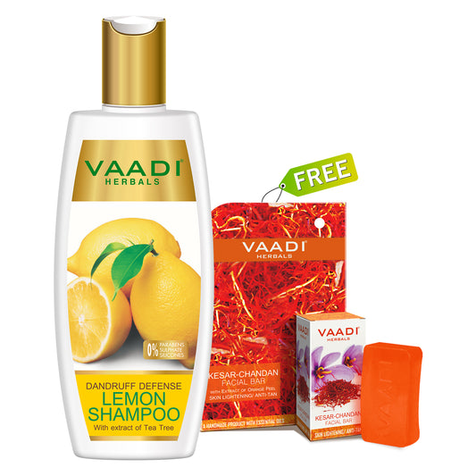 Dandruff Defense Organic Lemon Shampoo (350 ml) with free Organic Saffron Facial Bar (25 gms)
