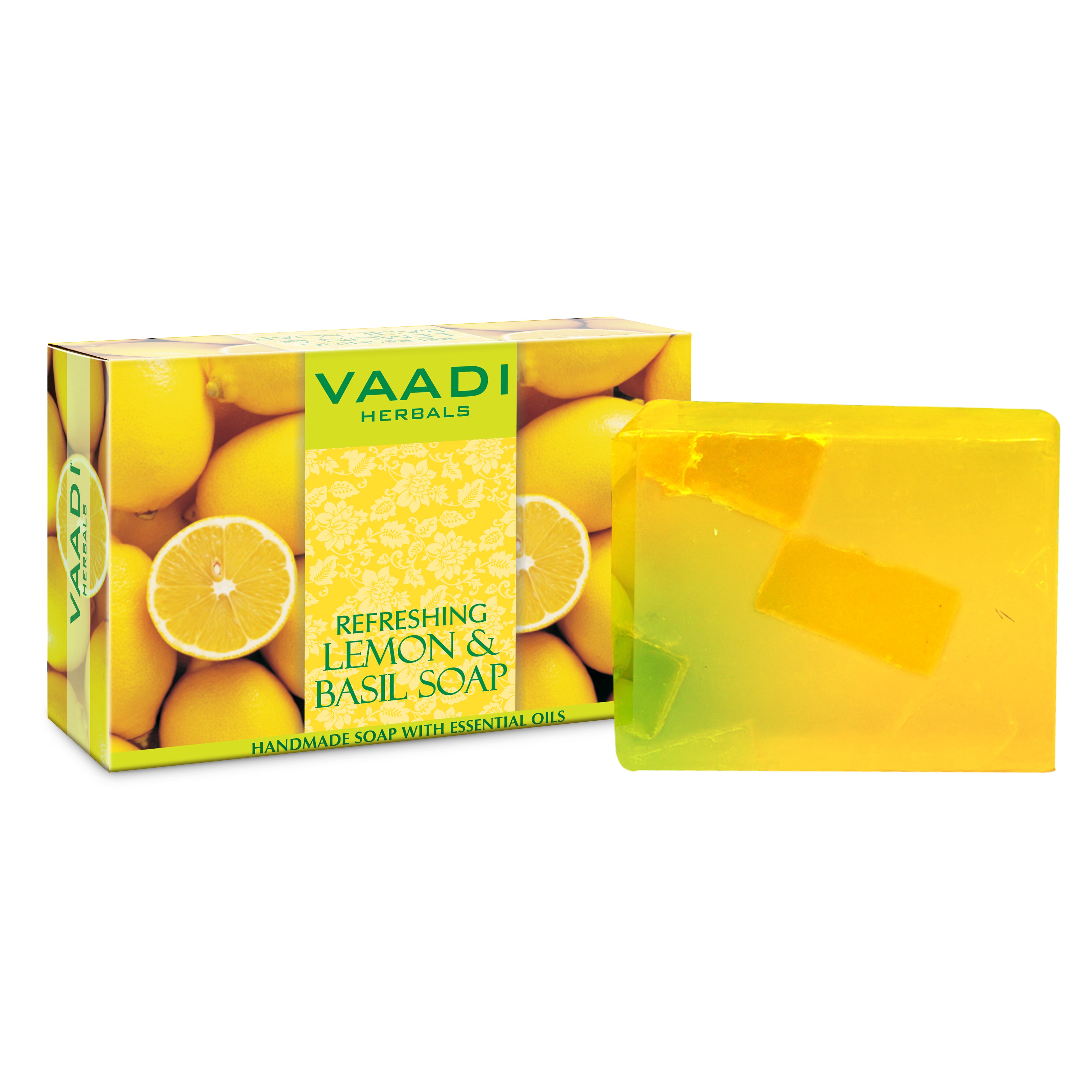 Refreshing Organic Lemon Basil Soap Tones Brightens Skin Detoxifies Skin Deep 75 gms 2.7 oz