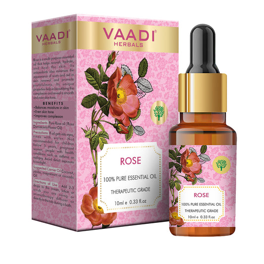 Organic Rose Essential Oil - Improves Complexion, Evens Skin Tone - 100% Pure Therapeutic Grade (10 ml/ 0.33 oz)