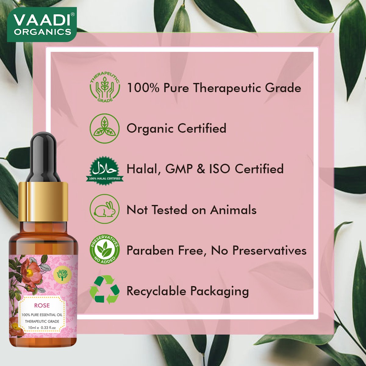 Organic Rose Essential Oil - Improves Complexion, Evens Skin Tone - 100% Pure Therapeutic Grade (10 ml/ 0.33 oz)