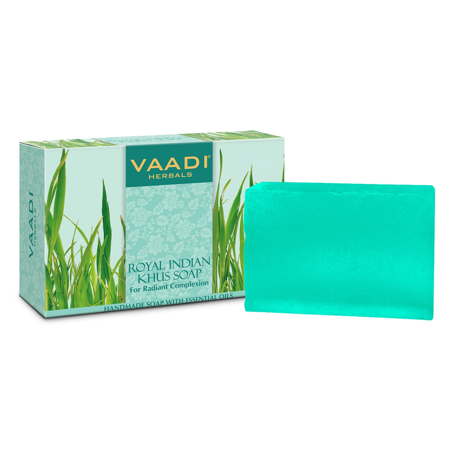 Royal India Organic Khus (Vetiver) Soap with Olive & Soyabean Oil - Rejuvenates Skin - Boosts Cellular Renewal ( 75 gms / 2.7 oz)