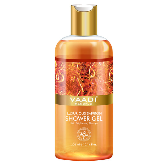 Luxurious Organic Saffron Shower Gel - Skin Lightening Therapy - Reduces Pigmentation Marks (300 ml / 10.2 fl oz)