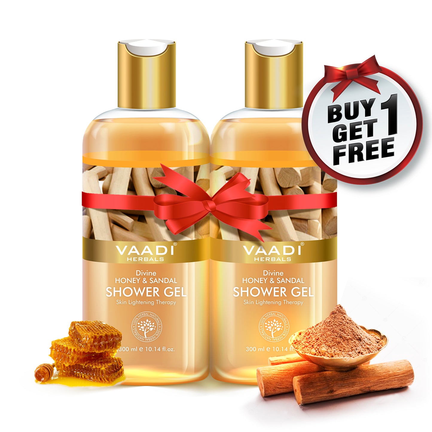 Organic Divine Honey & Sandal Shower Gel- Skin Toning Therapy - (2 x 300 ml / 10.2 fl oz) - <span>(Buy 1 Get 1 Free)</span>