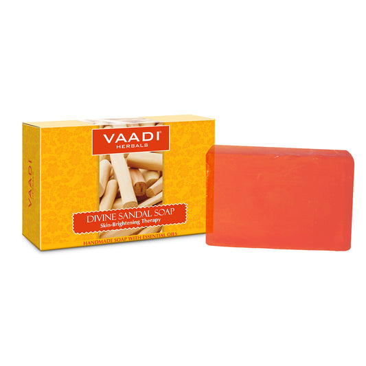 Organic Divine Sandal Soap with Saffron & Turmeric - Skin Lightening Therapy - Lightens Tan & Blemishes (75 gms / 2.7 oz)