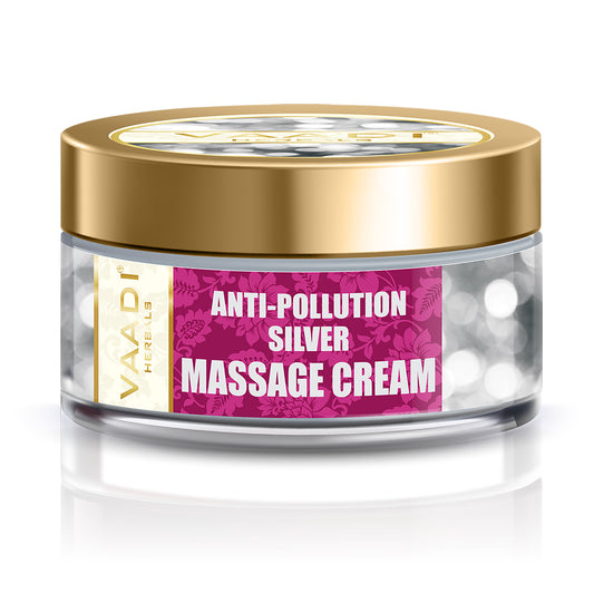 Organic Silver Massage Cream with Pure Silver Dust & Sandalwood Oil - Deep Cleanses Skin - Keeps Skin Soft (50 gms/ 2oz)