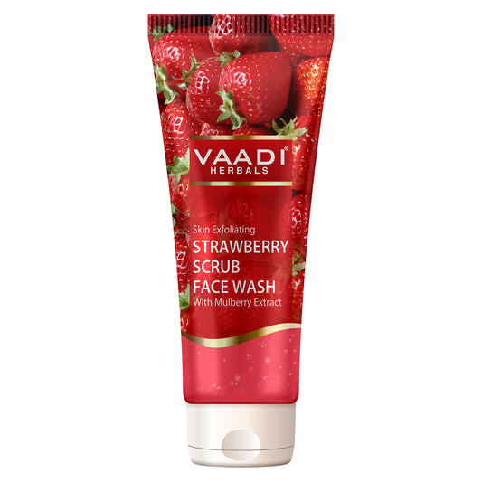 Skin Exfoliating Organic Strawberry Scrub Face Wash with Mulberry Extract- Removes Dead Skin - Deeply Nourishes Skin (60ml/ 21.1 fl oz)