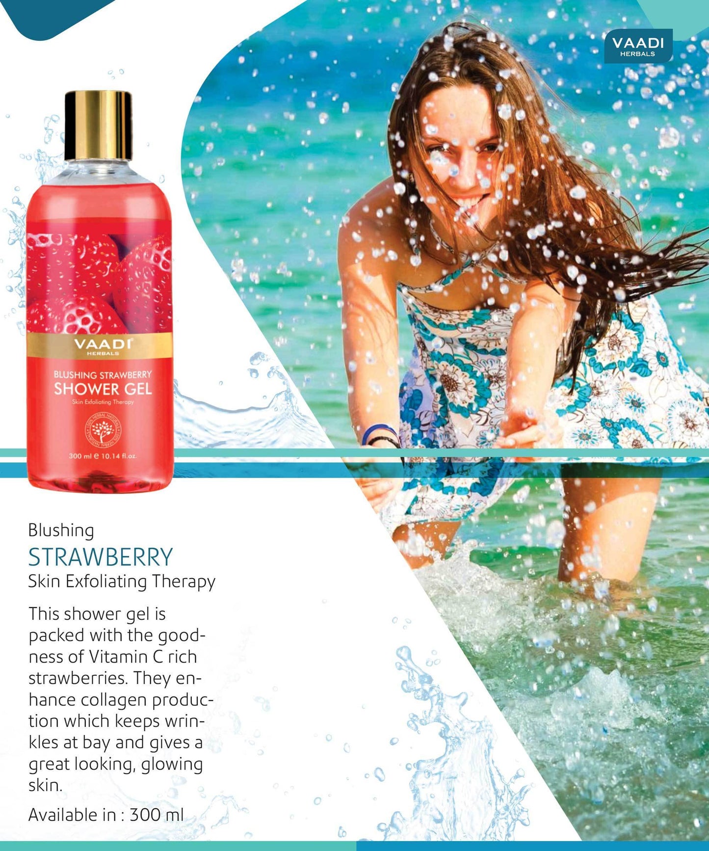 Blushing Organic Strawberry Shower Gel - Skin Firming Therapy - Enhances Collagen (300 ml / 10.2 fl oz)