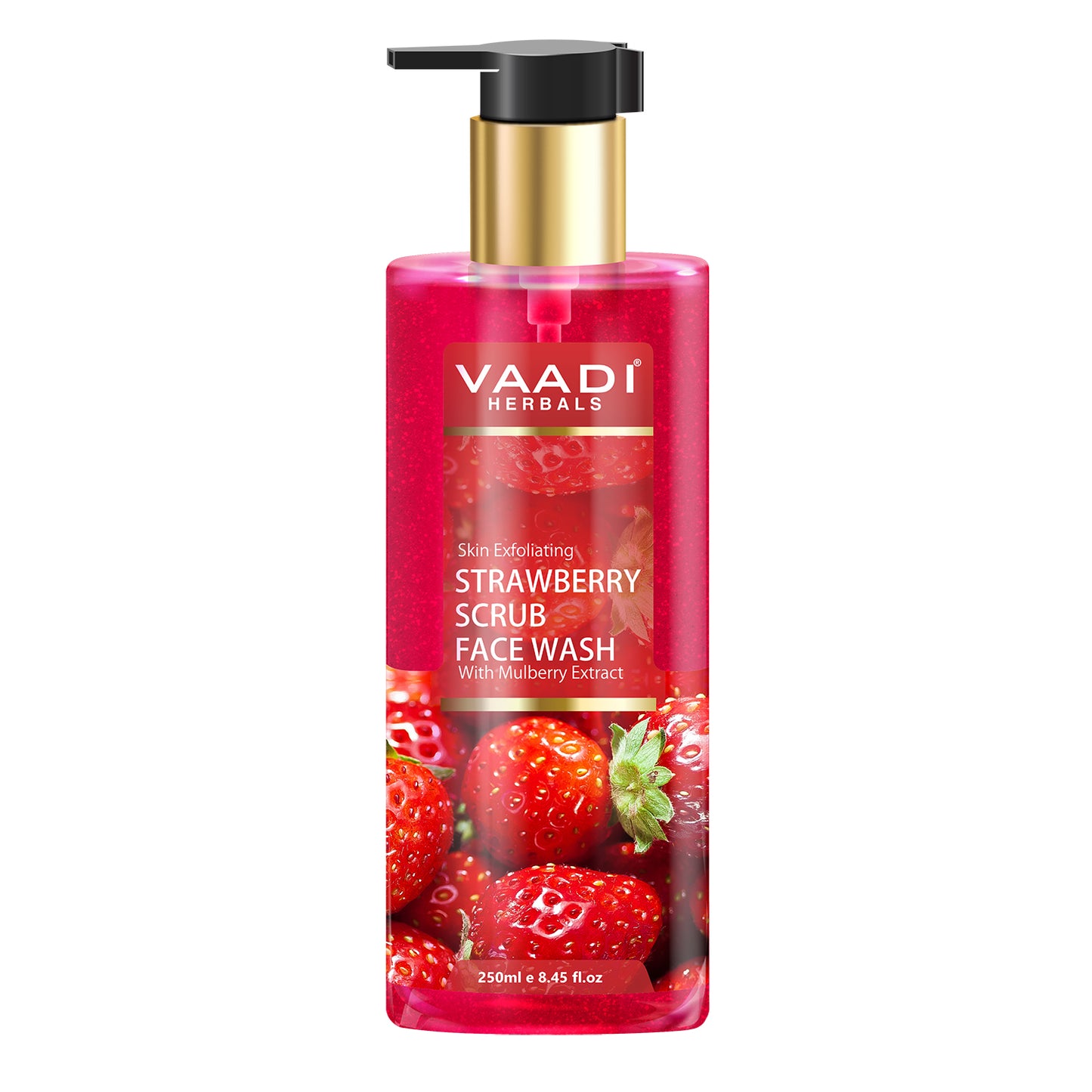 Skin Exfoliating Organic Strawberry Scrub Face Wash with Mulberry Extract- Removes Dead Skin - Deeply Nourishes Skin (250 ml/8.45 fl oz)