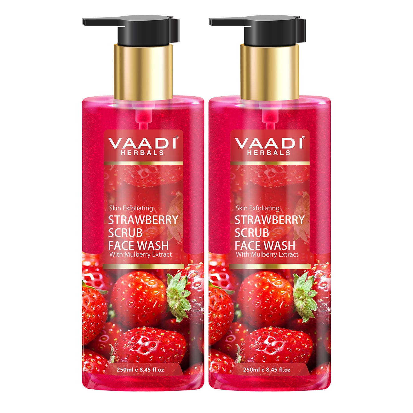 Skin Exfoliating Organic Strawberry Scrub Face Wash with Mulberry Extract- Removes Dead Skin - Deeply Nourishes Skin ( 2 x 250 ml/8.45 fl oz)