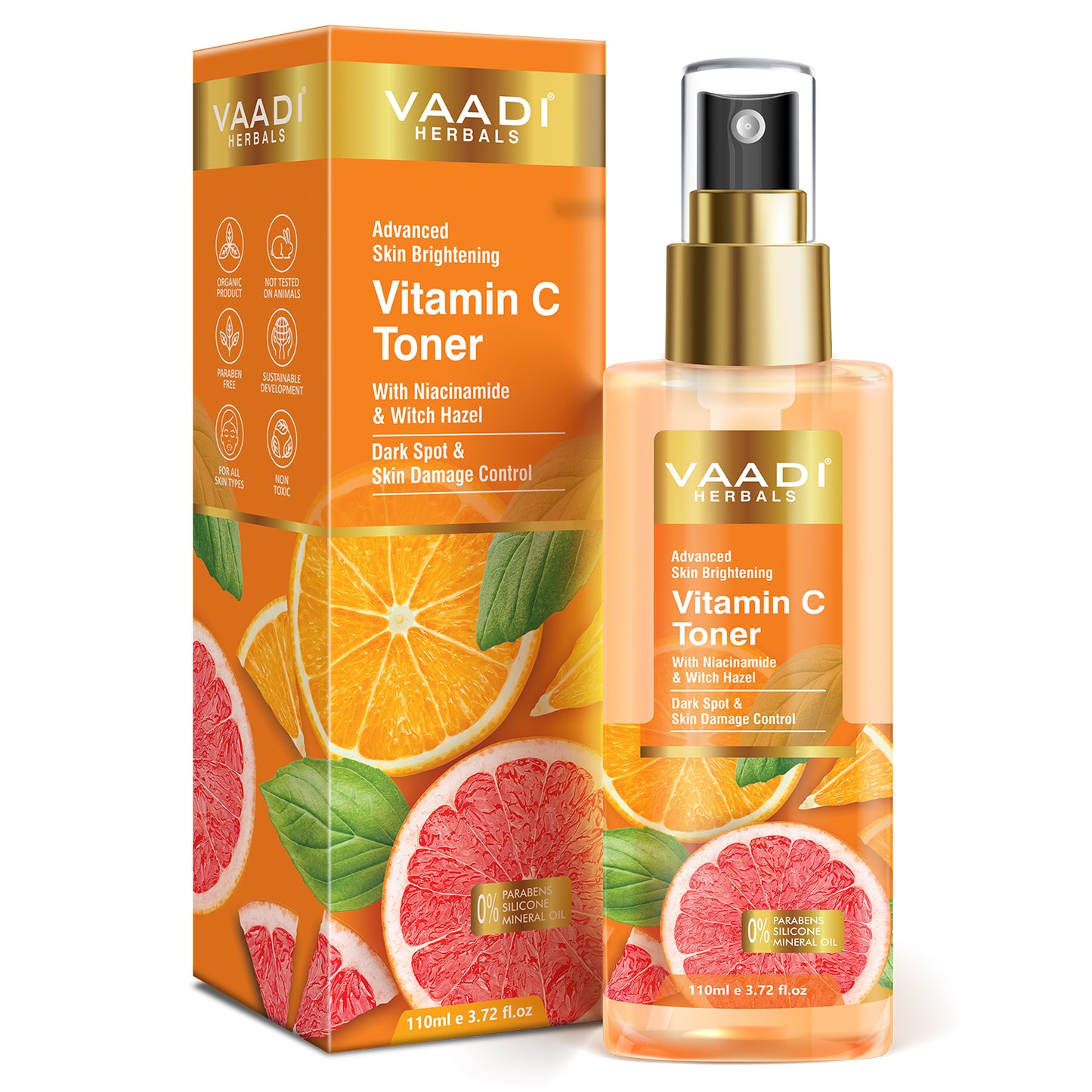 Organic Vitamin C Toner With Niacinamide & Witch Hazel Dark Spot & Skin Damage Control ( 110ml / 4 fl oz)