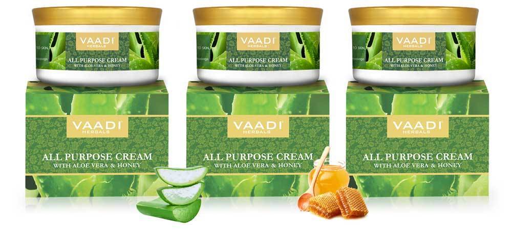 Organic All Purpose Cream with Aloe Vera, Honey & Manjistha - Lightens Pigmentation - Improves Complexion (3 x 150 gms/ 5.3 oz)