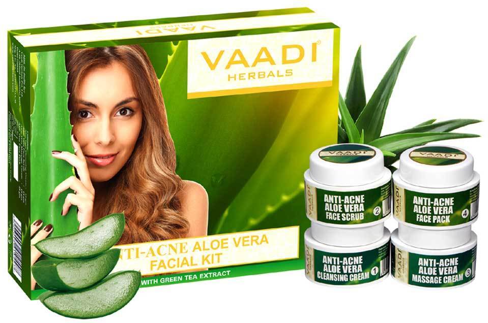 Anti Acne Organic Aloe Vera Facial Kit - Clears Skin Deep Impurities - Protects & Hydrates Skin (70 gms/2.5 oz)