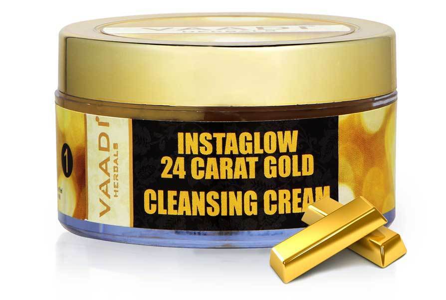 Organic 24 Carat Gold Cleansing Cream with Marigold & Wheatgerm Oil - Clears Oil & Impurities - Makes Skin Luminous ( 50 gms / 2oz)