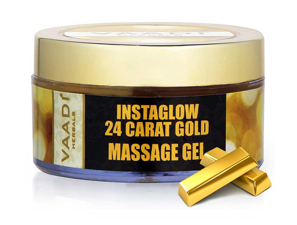 Organic 24 Carat Gold Massage Gel with Sandalwood & Turmeric - Clears Oil & Impurities - Makes Skin Luminous ( 50 gms / 2oz)