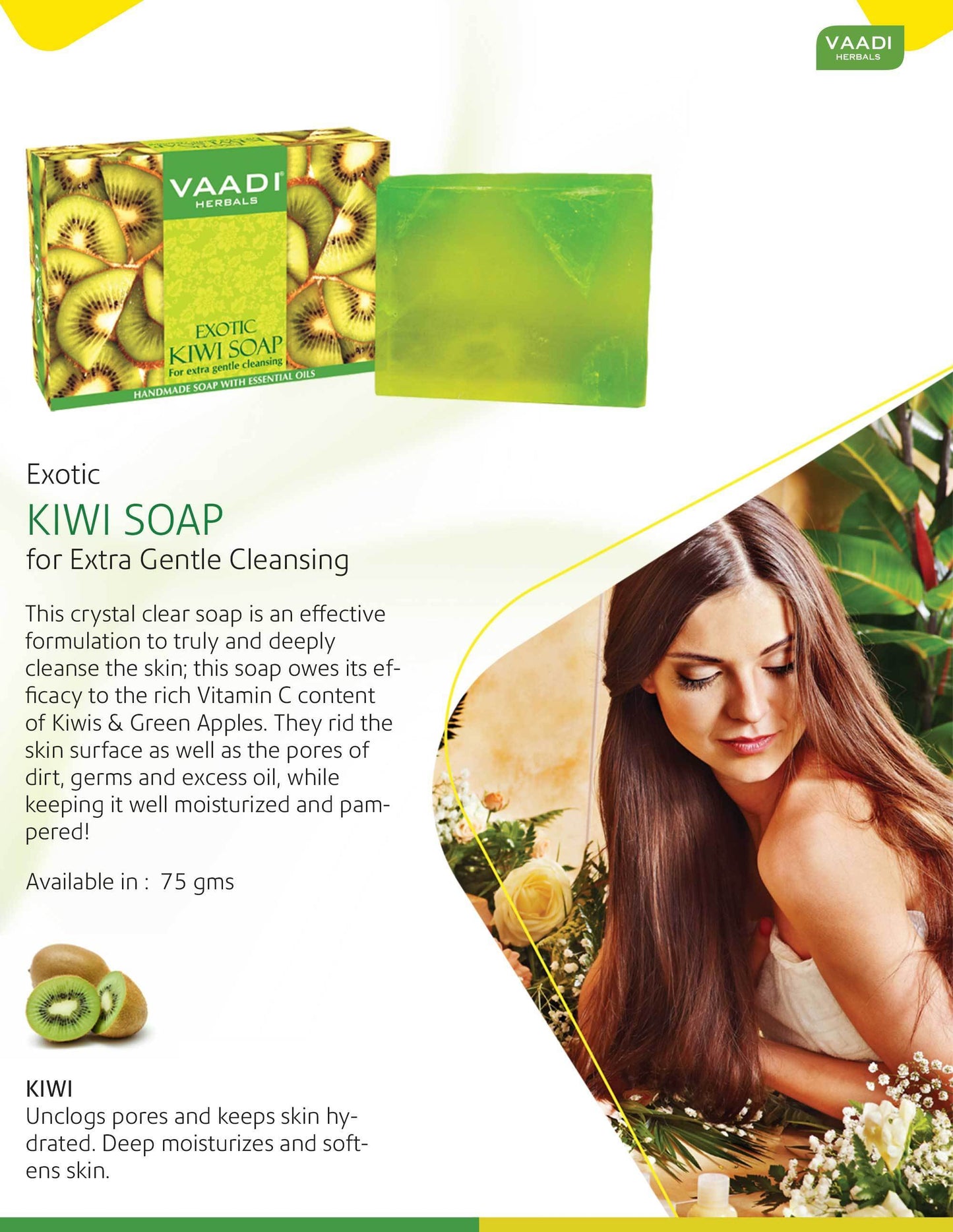 Exotic Organic Kiwi Soap with Green Apple Extract - Gently Clears Skin- Makes Skin Glowing (12 x 75 gms / 2.7 oz)