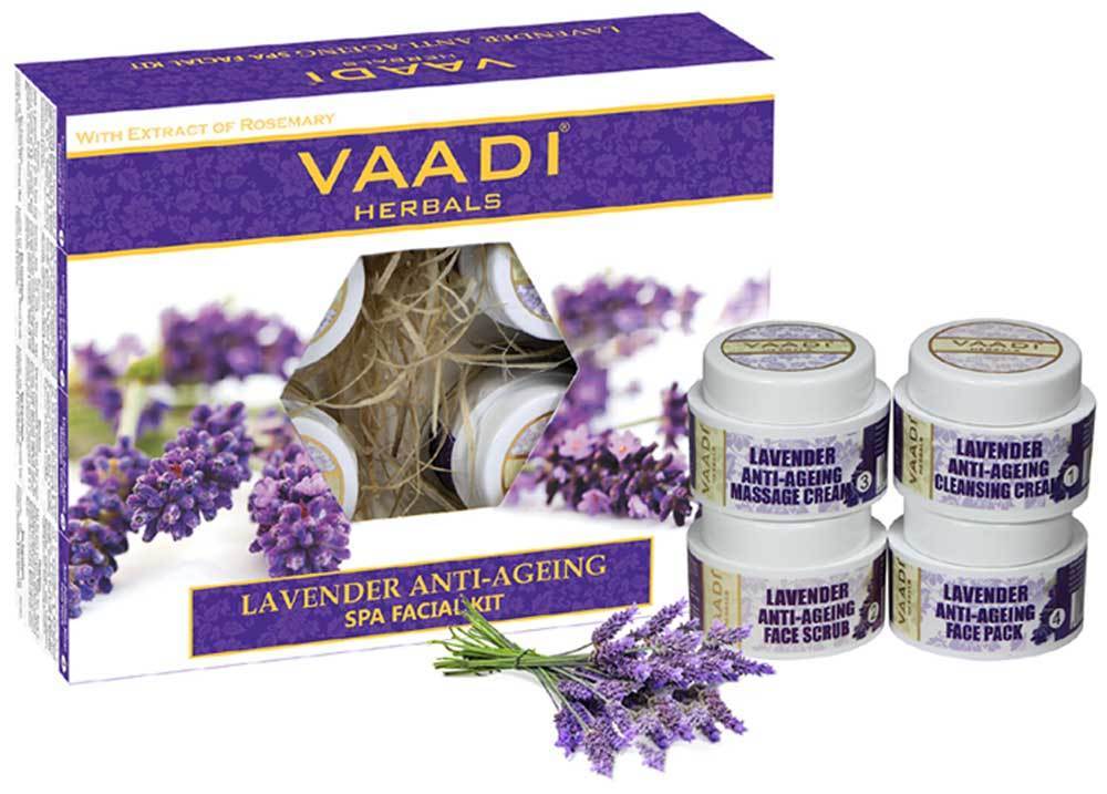 Anti Aging Organic Lavender Facial Kit with Rosemary Extract - Lightens Marks & Spots ( 70 gms/2.5 oz)