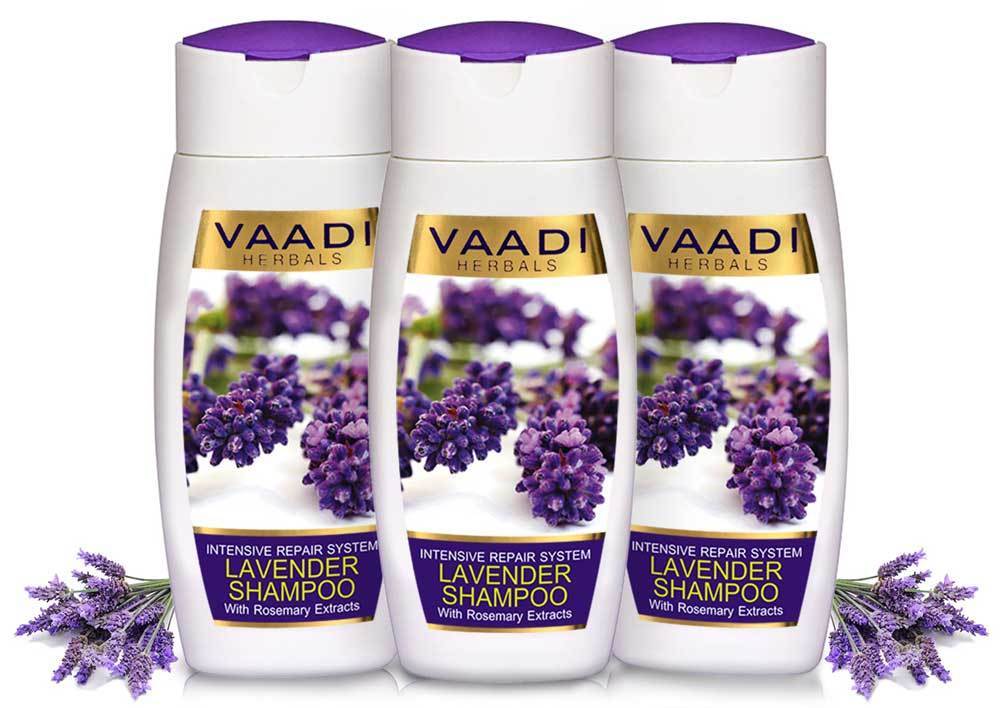 Intensive Repair Organic Lavender Shampoo with Rosemary Extract- Improves Hair Growth - Ultra Nourishing (3 x 110 ml/ 4 fl oz)