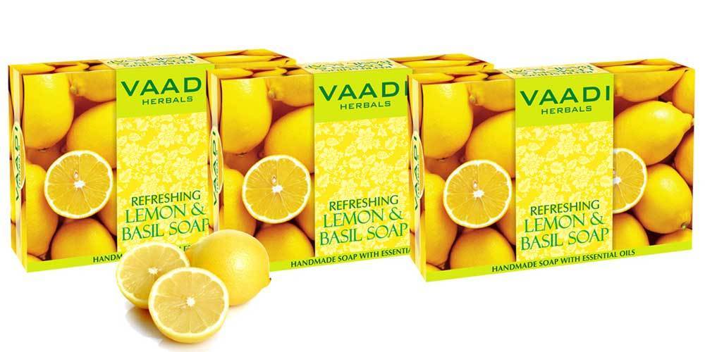 Refreshing Organic Lemon & Basil Soap - Tones & Brightens Skin - Detoxifies Skin Deep (3 x 75 gms / 2.7 oz)