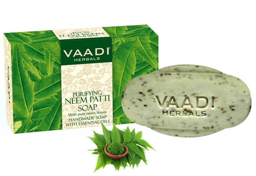 Organic Neem Soap with Pure Neem Leaves - Detoxifies Skin - Prevents Skin Breakouts (75 gms / 2.7 oz)