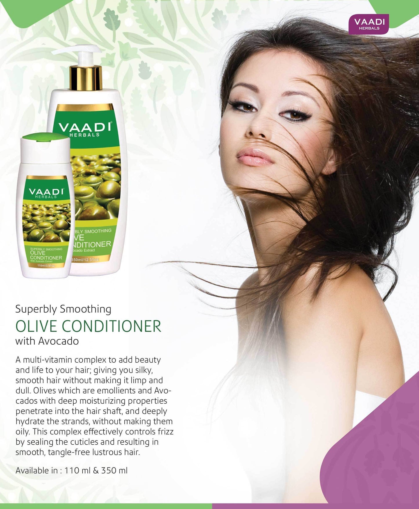 Multi Vitamin Organic Rich Olive Conditioner with Avocado Extract - Makes Hair Lustrous - Adds Bounce to Hair (3 x 110 ml/ 4 fl oz)