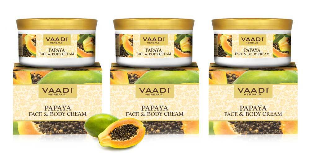 Organic Papaya Face & Body Cream - Maintains Skin Elasticity - Keeps Skin Youthful (3 x 150 gms/ 5.3 oz)