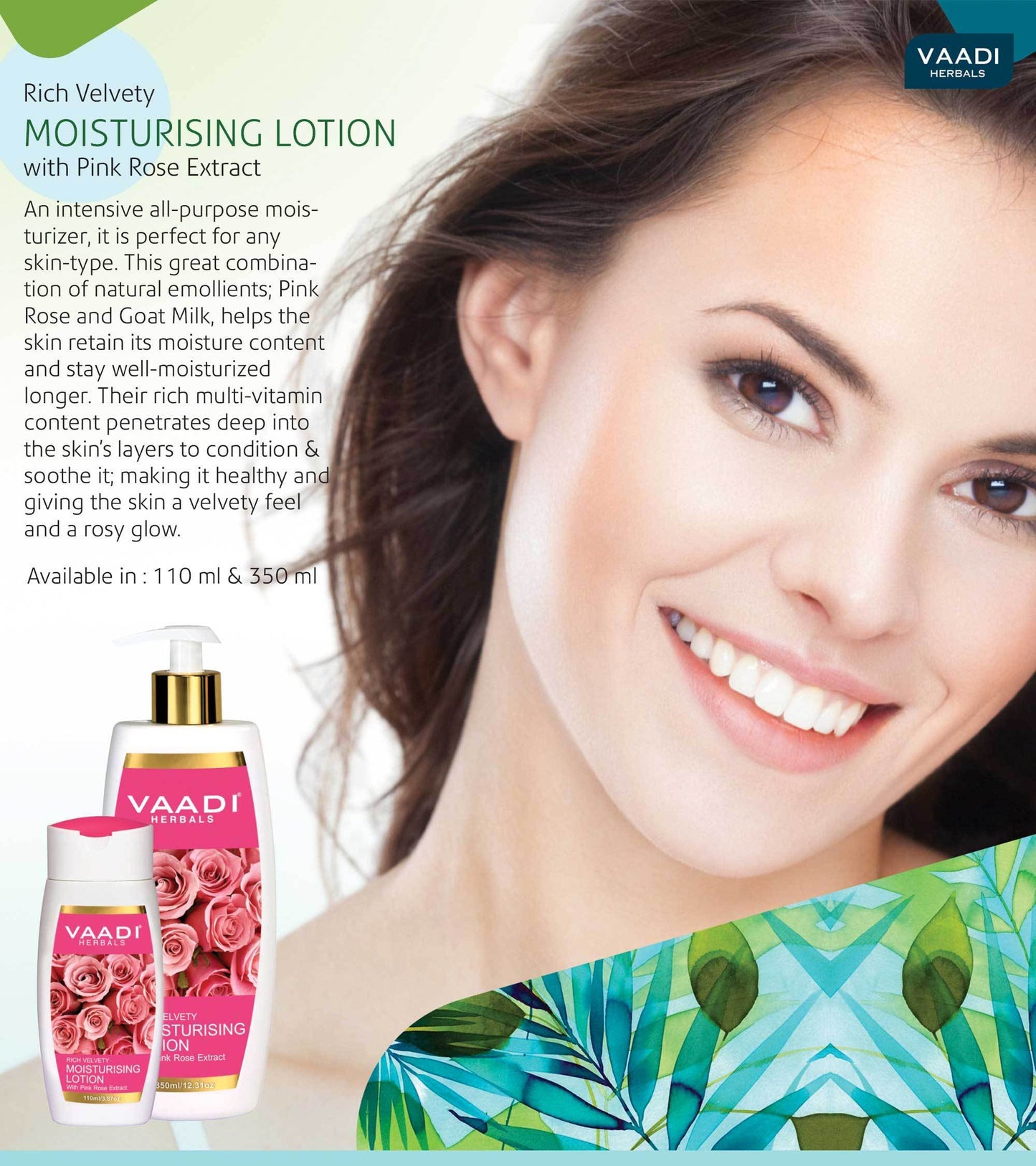 Organic Rich Velvety Moisturising Lotion with Pink Rose Extract - Retains Moisture in Skin - Makes Skin Velvety Soft (3 x 110 ml / 4 fl oz)