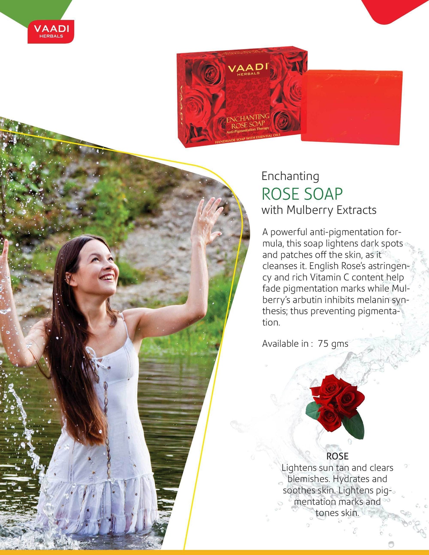 Enchanting Organic Rose Soap with Mulberry Extract - Anti Pigmentation Therapy - Lightens Dark Spots & Patches (75 gms/2.7 oz)