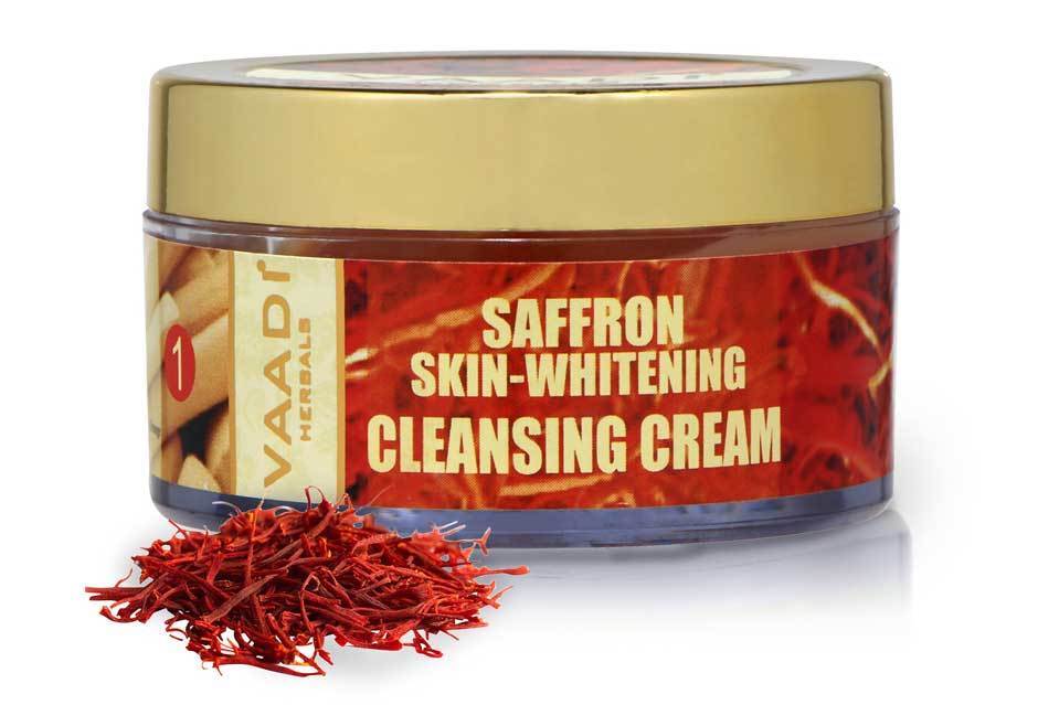 Skin Whitening Organic Saffron Cleansing Cream with Basil Oil & Shea Butter - Improves Complexion - Reduces Puffiness, Marks & Spots ( 50 gms/2 oz)