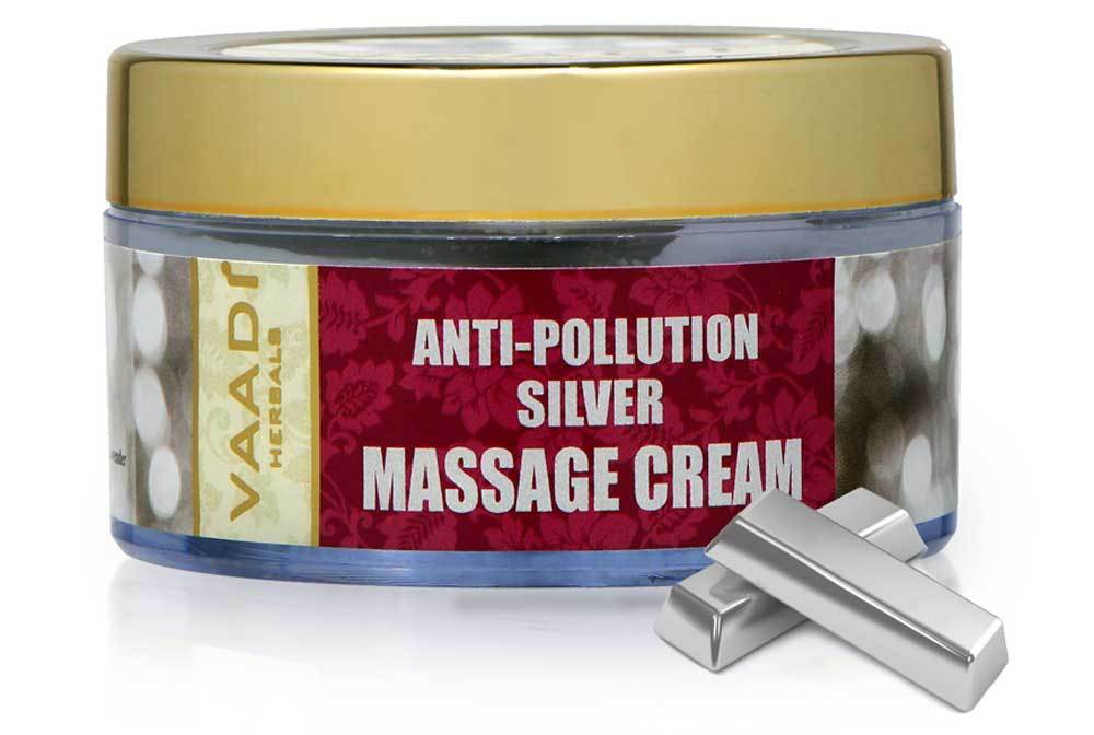 Organic Silver Massage Cream with Pure Silver Dust & Sandalwood Oil - Deep Cleanses Skin - Keeps Skin Soft (50 gms/ 2oz)