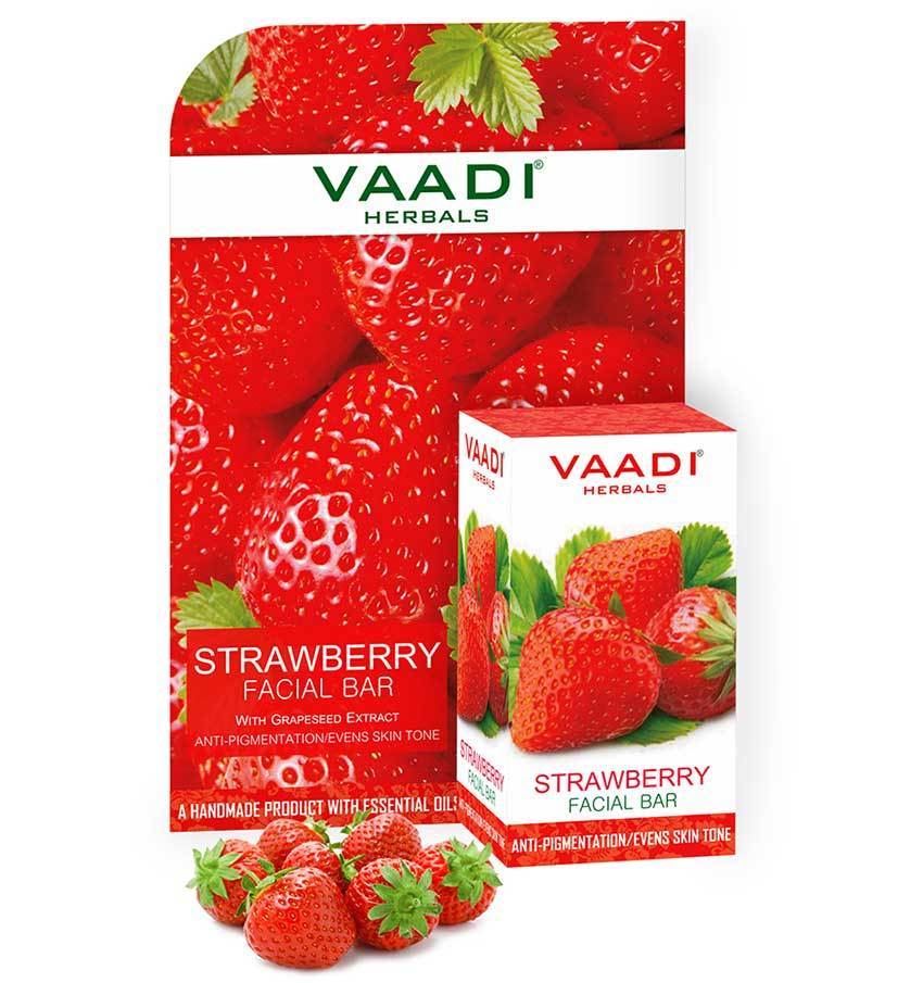 Organic Strawberry Facial Bar with Grapeseed Extract - Anti Ageing - Reduces Pigmentation (25 gms/0.9 oz)